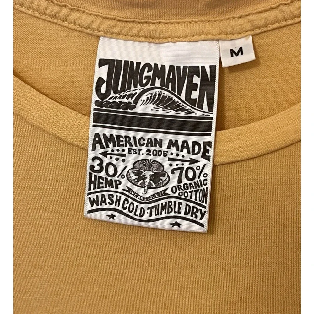 JUNGMAVEN x DESO SUPPLY Mustard Yellow Graphic Tee Shirt Organic Cotton/Hemp MED - Picture 5 of 7